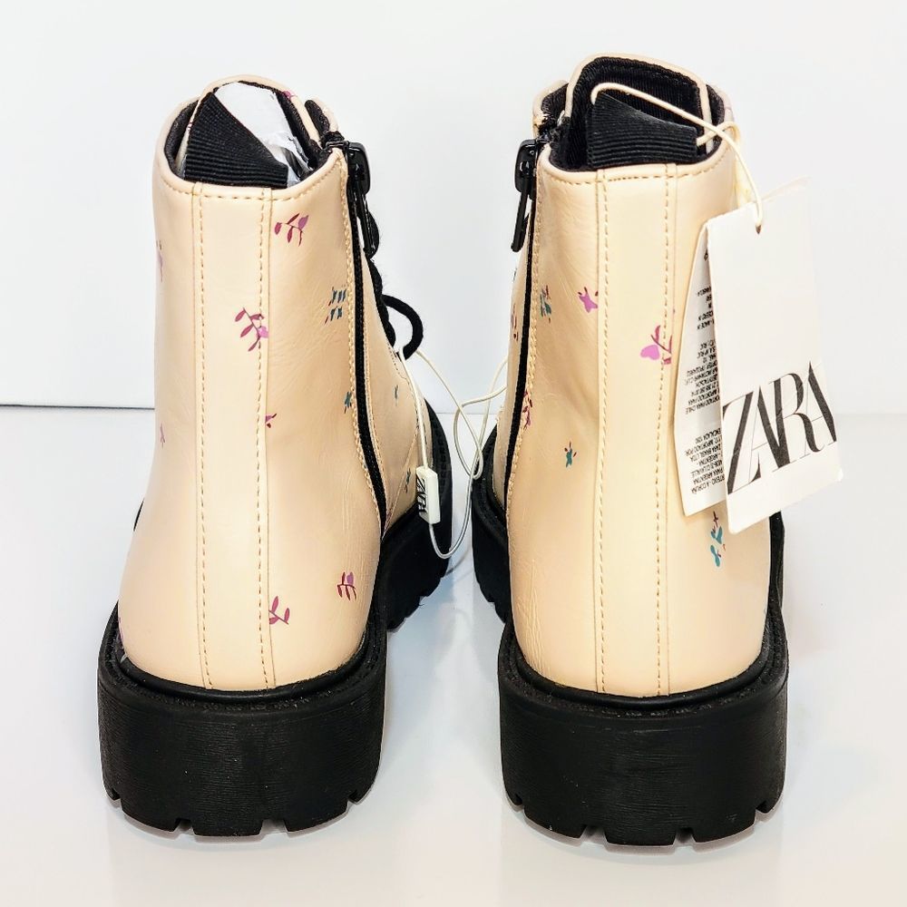 NWT Zara's Girl's Size 3.5 Floral Ankle Boots - Picture 5 of 12